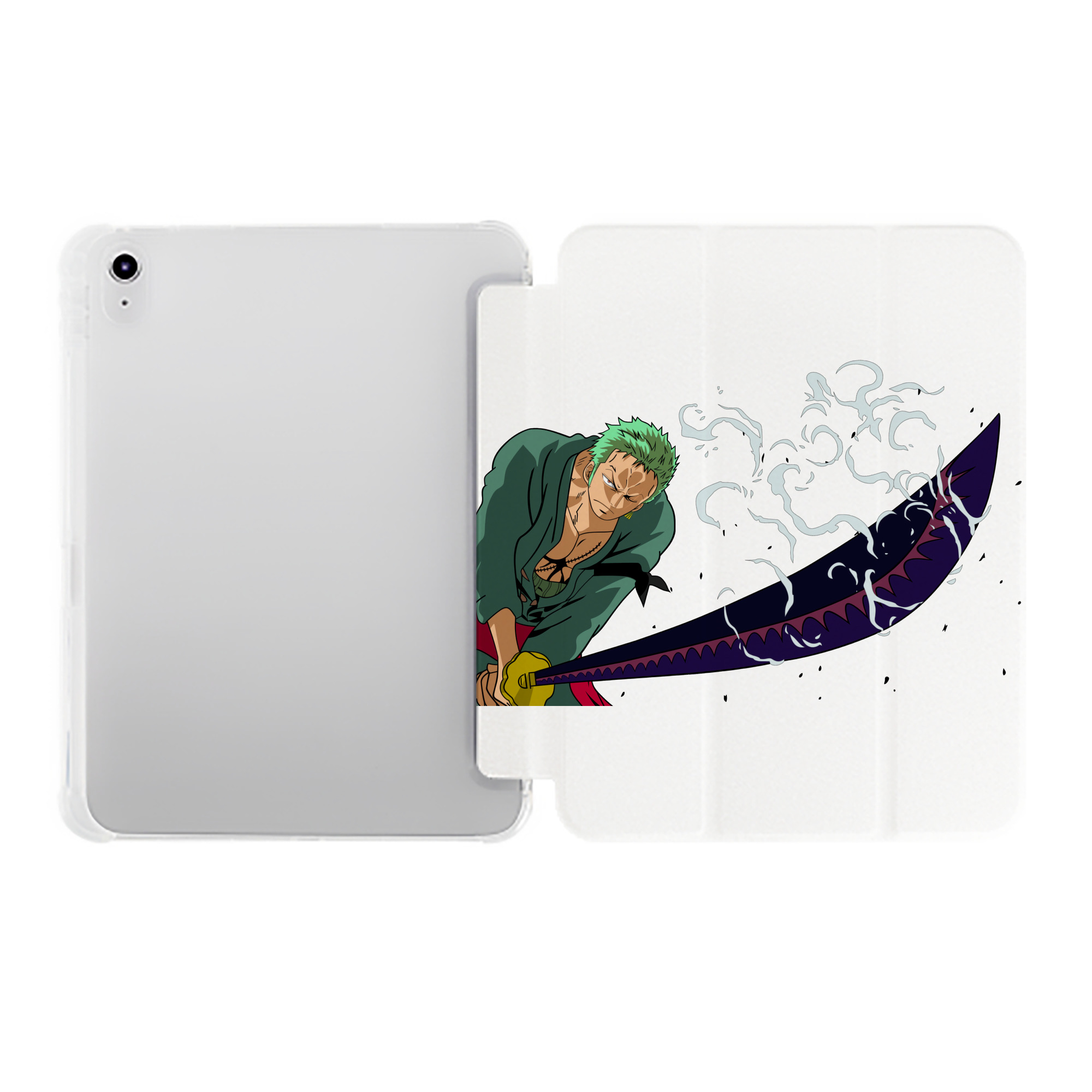 （画像用） ワンピース ロロノア・ゾロ ONE PIECE Roronoa Zoro IPad ケース ペン収納付き 三つ折りスタンド PUレザー×シリコン 対応機種9.5/10.5/10.9インチ